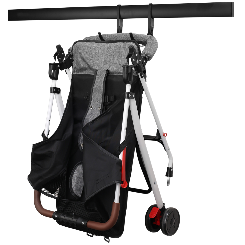 DuraTrax Black Large Single J Hook holding pram/buggy